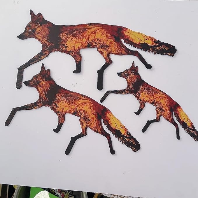 enttgo Rustic Metal Fox Garden Stakes Sneaky Animal Garden Stakes Decoratives 3D Animal Shape Yard Art Sculptures for Home Decorations(19.69''X10.24''X1.18'')
