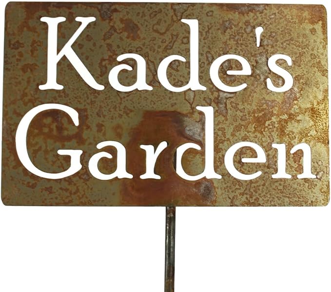 Classic Metal Garden Markers Clearance Items 20 to 33 Inches Tall (Kade's Garden 21", Naturally Rusted)
