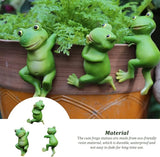 Garden Sculptures, Cute Frog Figurines Hanging Animal Statue Garden Ornaments Decor for Flower Pot Fence Yard 3 Pcs