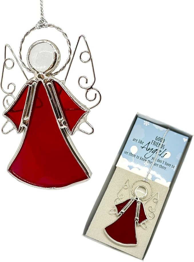 Angel Stained-Glass Window Hangings Sun-Catcher Ornament Indoor Windows Suncatcher Ornament, Memorial Sympathy Gifts for Friends Mom Teacher Christmas Tree Décor