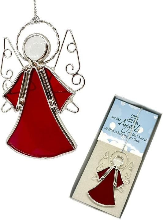 Angel Stained-Glass Window Hangings Sun-Catcher Ornament Indoor Windows Suncatcher Ornament, Memorial Sympathy Gifts for Friends Mom Teacher Christmas Tree Décor