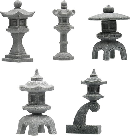 Miniature Japanese Lantern Decoration Mini Fairy Garden Decor Set Japanese Lantern for Micro Landscape Garden & Patio Yard Bonsai Decoration (5 Sandstone)