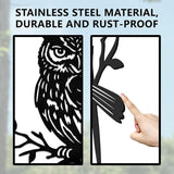 WADORN Owl on Branch Metal Yard Art Decor, Owl Bird Stainless Steel Outdoor Tree Silhouette Stake for Tree Yard Garden Patio Animal Outdoor Decor Gift for Housewarming Home Art Decor