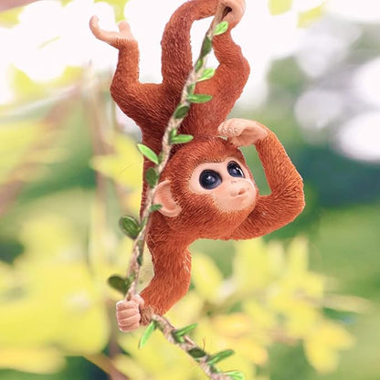 WAYUTO Swing Monkey Garden Statue Ornament Decorative Hanging Hammock Animal Figurines Cute Resin Monkey Figure Outdoor Funny Garden Decor for Patio Yard Lawn Fence Pathway Backyard Landscape Tree