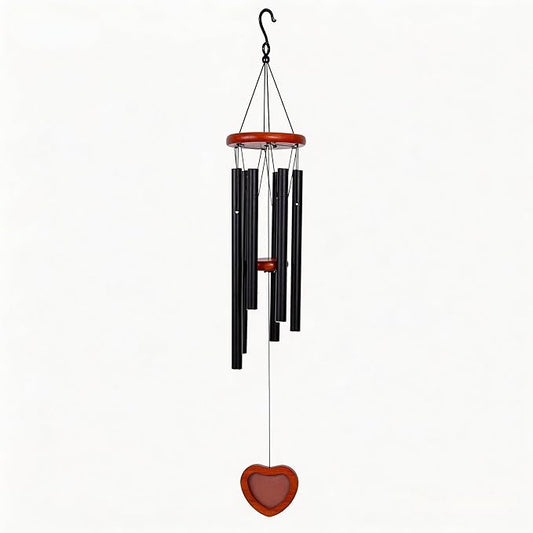 Memorial Wind Chime with Heart Locket Photo, Sympathy Gift for Loss of Loved One, Remembrance Aluminum Tube Wind Chime for Garden Outdoor, Metal Music Chimes for Home Decor
