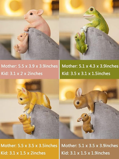 Primst 2PCS Hanging Cute Animal Statues Outdoor Garden Fence Decor, Resin Frog Sculpture for Patio, Lawn, Yard Art Decoration, Figurine Ornament Gift (Frog)