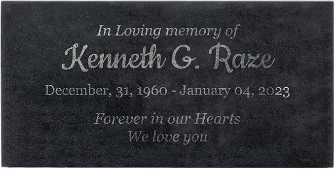 Easy Design - In Loving Memory - Black Granite Memorial or Sympathy Gift. Add your Personalized Text and Dates. Offered in a Variety of Sizes to Meet your Needs and Budget (24 x 12 x 2")