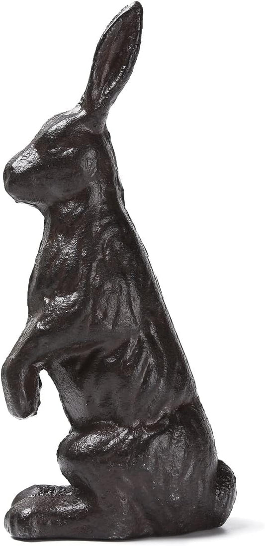 BRASSTAR Cast Iron Standing Rabbit Statue Outdoor Garden Patio Yard Indoor Home Animal Figurine Decorative 7.1''(H) TQGJPT306