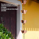 Haofy Copper Rain Chain Flower Shaped Decorative Rain Catcher 1 Meter Gutter Downspout Replacement Handcrafted Lotus Design for Garden Porch Courtyard Villa
