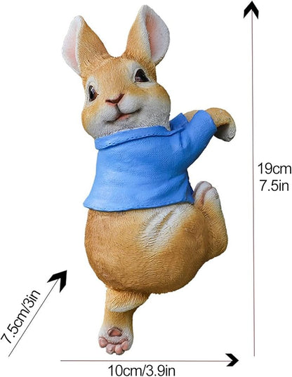 Mini Hanging Bunny Resin Garden Statues, Cute Rabbits Sculpture, Indoor Outdoor Decorations Cute Rabbits Planter Pots Hanger, Art Décor Figurine Ornament for Easter Yard Home Garden Patio