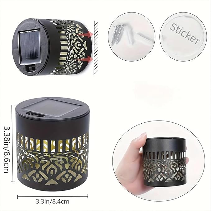 Decorative Solar Mandala Lights, Solar Powered Outdoor Deck Step Wall Lights, Mandala Theme Waterproof Fence Light for Garden, Patio, Yard, and Backyard Decor (3PCS)