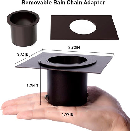 Rain Chain Set 8.5 Ft,Not Rust Wrought Iron Rain Chains for Gutters with Adapter Gotta Drain and Anchoring Stake, 14 Cups, 1 Hook, Adjustable Length for Garden Decorative (Coffee)