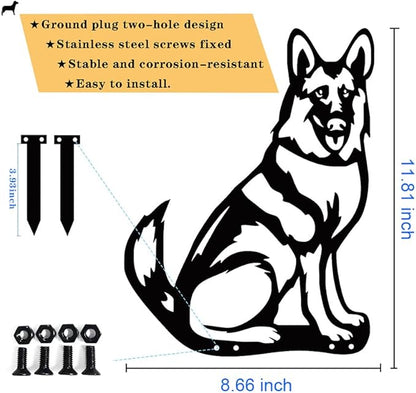 Metal Dog Garden Statue, Outdoor Yard Art Dog Silhouette Decoration Black Garden Stakes for Yard Garden Lawn (B)