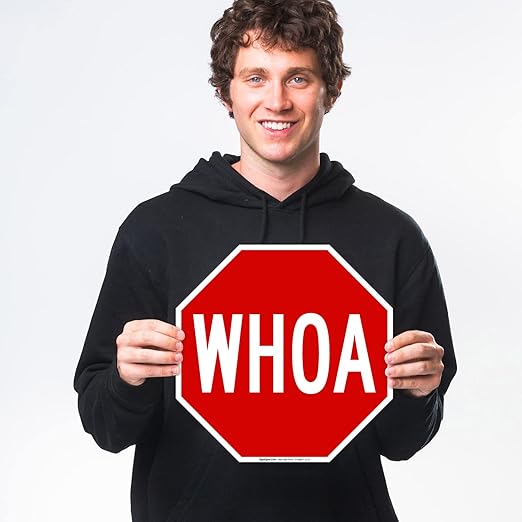 Whoa Sign, 12x12 Inches, 4 Mil Vinyl Decal Stickers UV Protected, Made in USA