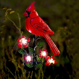 Cardinal Decor Garden Stake,Solar Metal Red Cardinal, Cardinal Bird Figurine Lights with Powered LED Garden Outdoor Decor for Balcony, Yard, Lawn, Pathway, Walkway