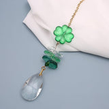 Matuna Four-Leaf Clover Crystal Suncatcher with Heart Prism Ball - Rainbow Maker Window Hanging Ornament for Car, Home, Garden (Purple)
