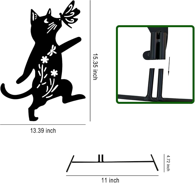 Metal Black Cat Decorative Garden Stakes,3 Pack 15" Cat Stakes Garden Decor for Outside,Large Black Cat Silhouette Statues Decorations for Cat Lovers Outdoor Decor,Yard Art,Lawn Ornaments
