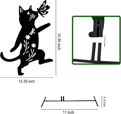 Metal Black Cat Decorative Garden Stakes,3 Pack 15" Cat Stakes Garden Decor for Outside,Large Black Cat Silhouette Statues Decorations for Cat Lovers Outdoor Decor,Yard Art,Lawn Ornaments