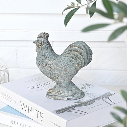Rooster Statue Chicken Figurine Cement Rooster Figurine Figurines Artwork for Outdoor, Backyard, Patio and Home Kitchen Decoration(Dark Blue)