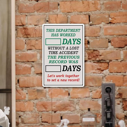Funny Yard Metal Signs Outdoor Warning Tin Sign Days Since Last Incident Days Without Accident Sign Day Counter Signs 8"x12"
