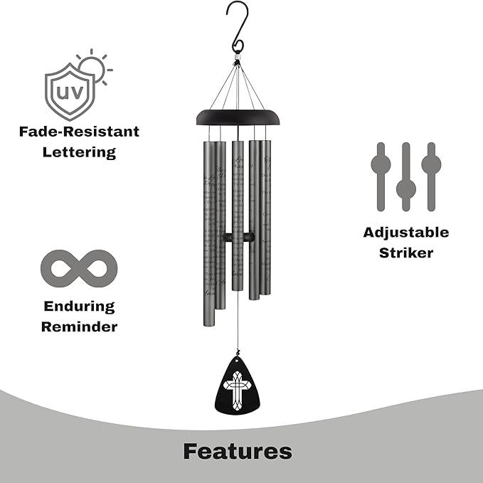 The Bridge Collection 30" 'Lord's Prayer' Christian Bible Verse Wind Chime - Windchime for Outdoor Garden Patio/Porch