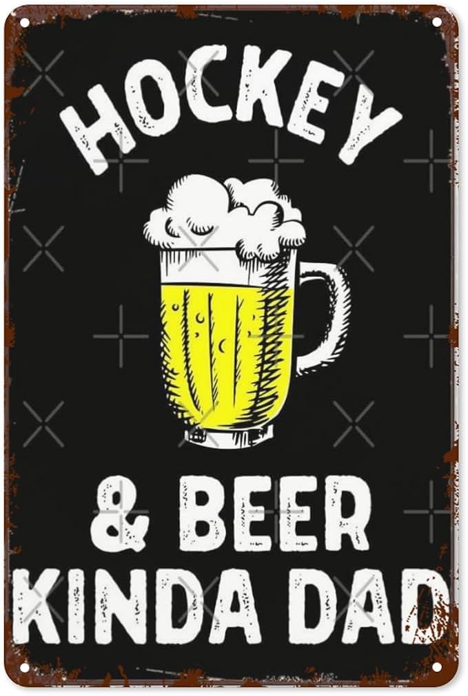 Retro Tin Signs Hockey 8x12 Inches Metal Wall Decor for Garden,Kitchen,Living Room,Patio,Office,Bathroom,and More! Vintage Funny Sign