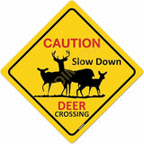 Slow Down Deer Crossing Metal Aluminum Novelty Sign Large Outdoor Wall Decorations Shelves Custom Signs 12 * 12inch
