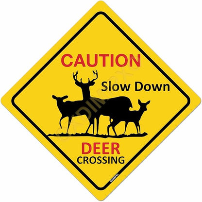 Slow Down Deer Crossing Metal Aluminum Novelty Sign Large Outdoor Wall Decorations Shelves Custom Signs 12 * 12inch