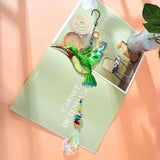 Hummingbird with Crystal Sun Catcher,Stained Glass Bird Suncatchers for Windows Hanging,Crystal Suncatcher Prism Hanging Ornament for Home Garden Party Decoration(Green,Pipa)