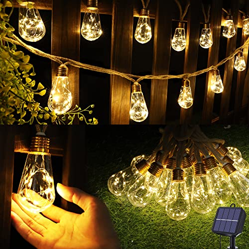 Solar Outdoor String Lights - 20Ft Vintage Hemp Rope