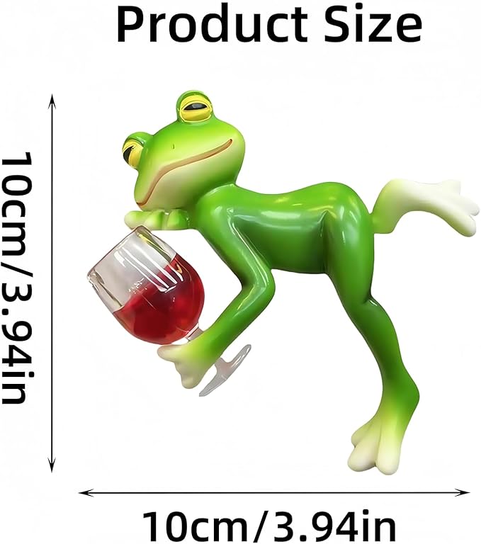 Miniature Frog Figurines Plant Decorations for Pots, Funny Drinking Frog Statue Flower Pot Hugger Resin Hanging Figurine Planter Pot Decorations for Flower, Lawn, Yard Ornament