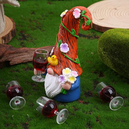Garden Dwarf Statue, 4.7 inches, Weather Resistant Resin, Red, Outdoor Decorative Figurine for Lawn and Courtyard