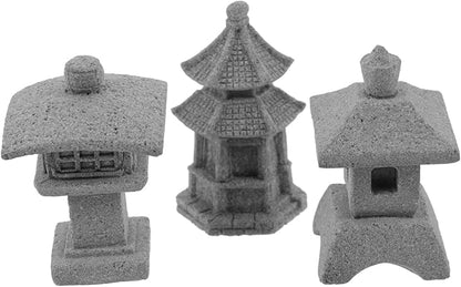 POPETPOP 15pcs Miniature Figurine Garden Pavilion Realistic Sandstone Ornaments for Landscaping for Bonsai Home Decoration