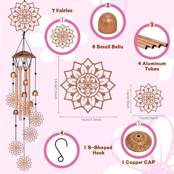 Large Aluminium Wind Chimes 33" Outdoor Deep Tone Memorial Wind Chime with Mandala Wind Catcher, Sympathy for Loss of Loved Mom Father,Metal Wind Chimes for Garden Patio Balcony Home Decor