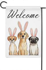 Gkyygk Welcome Dogs Welcome Garden Flag 12x18 Inch Banners Vertical Double Sided Yard Flag Burlap Farmhouse Outdoor Lawn Patio Decor