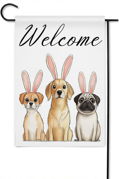 Gkyygk Welcome Dogs Welcome Garden Flag 12x18 Inch Banners Vertical Double Sided Yard Flag Burlap Farmhouse Outdoor Lawn Patio Decor