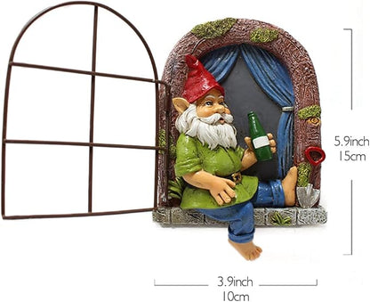 Outdoor Statues Elf Out The Door Tree Hugger, Garden Yard Decorations Tree Sculpture, Garden Gnome Statues, Garden Peeker Yard Art Ornaments, Patio Lawn Porch Decoration Figurines