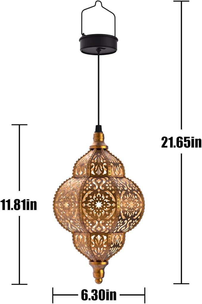 Hapjoy Hanging Solar Lights Outdoor Garden Decor Solar Lantern Waterproof Plastic Moroccan Outdoor Decorations for Patio Pathway Yard Backyard Garden Decorative (1 Pack, Bronze)
