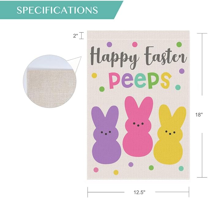 Welcome Easter Garden Flag 12x18 Inch Vertical Double Sided Happy Easter Peeps Small Burlap Flag Holiday Yard Home Outdoor Decoration