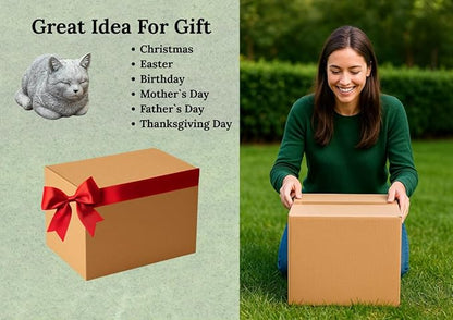 Garden Cat Statue Concrete Pet Memorial Gift Outdoor Sculpture Crouching Kitty Yard Figure Sympathy Gift for Pet Lovers Patio Ornament Cement Kitten Statuary