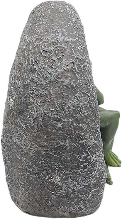 Romantic Frogs Couple Statues, Love Frogs Sitting on Stone Figurine, Resin Garden Ornament, Outdoor Animal Decor Collection, 7”H Gifts for Anniversary and Valentine
