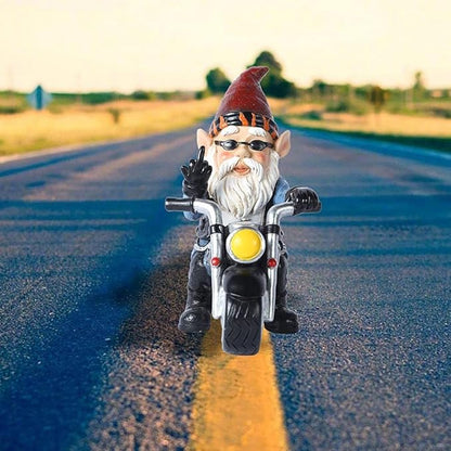 gofidin Resin Dwarf Statue Motorcycle Riding Funny Gnome Decoration Outdoor Yard Lawn Garden Gnome Statue Dwarf Figurine Home Ornaments
