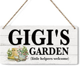 Gigi Gifts Outdoor Garden Wooden Sign Decor, Indoor Garden Decoration Hanging Signs 12x6 Inches, Outdoor Porch Yard Wall Art Decor Sign, Mother's Day Gifts Birthday Gift for Mom Grandma