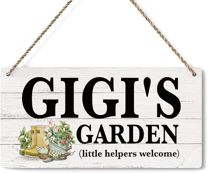 Gigi Gifts Outdoor Garden Wooden Sign Decor, Indoor Garden Decoration Hanging Signs 12x6 Inches, Outdoor Porch Yard Wall Art Decor Sign, Mother's Day Gifts Birthday Gift for Mom Grandma