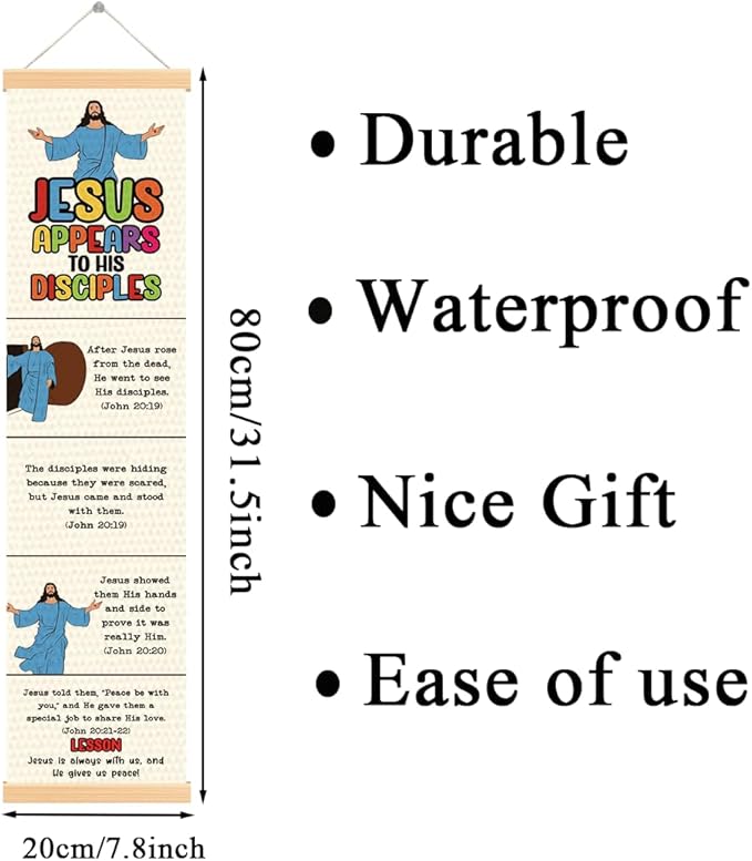Jesus Appears to His Disciples Banner, Church Banner, Christian Rustic Hanging Door Flag, Farmhouse Decorations Outdoor Indoor, Church Activity Decor, Bible Lesson, Scripture and Words Decorations