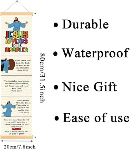 Jesus Appears to His Disciples Banner, Church Banner, Christian Rustic Hanging Door Flag, Farmhouse Decorations Outdoor Indoor, Church Activity Decor, Bible Lesson, Scripture and Words Decorations
