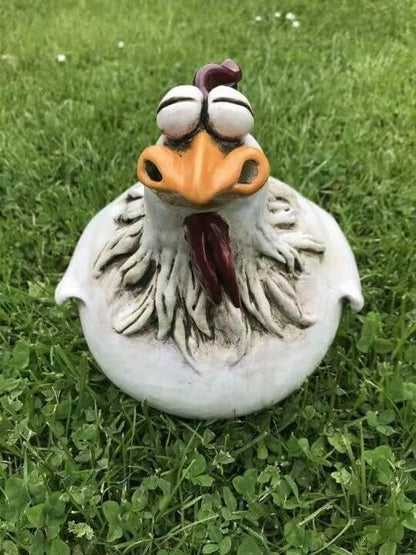 Funny Farm Chickens Statues,Cute Chicken Fence Decoration,Resin Chickens Decor,Outdoor Real Animal Statue,Chicken Sculpture,Perfect for Home Garden Stairs,Farm,Patio,Backyard