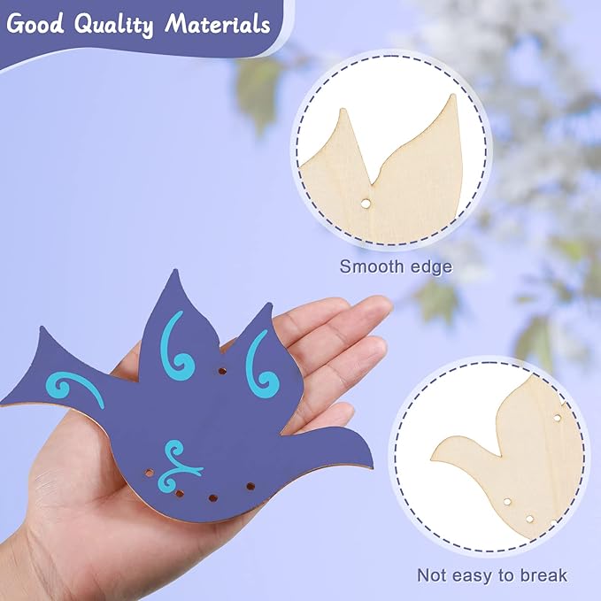 Tuanse 24 Pcs Wind Chime Kit for Kids DIY Wooden Animal Fruit Wind Chimes Crafts for Outside Spring Girls Boys Christmas Home Classroom Activity Garden Summer Decoration,Party Gift(Lovely)