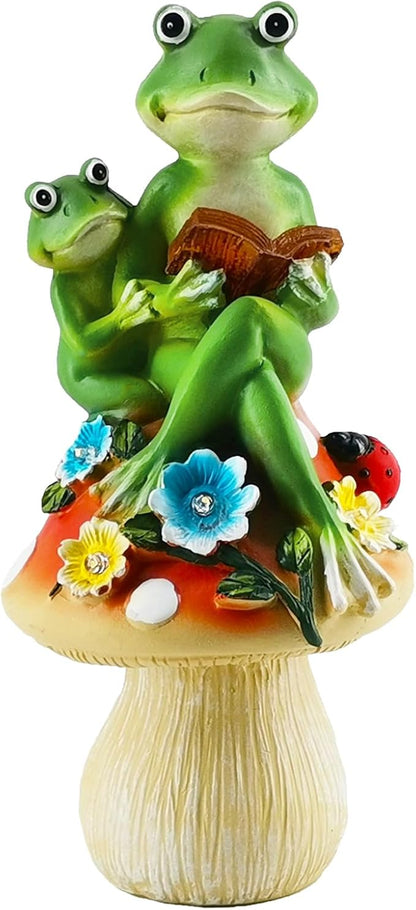 Frog Statues for Garden,Mushroom Frog Statue Solar Garden Statues with 5 LED Lights,for Lawn Patio Porch Yard Decor Gifts for Women/Mom/Grandma
