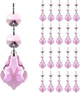 20pcs Maple Leaf Crystal Chandelier Prism Replacement Pendant Connected Glass Octagon Beads Chain for Chandelier Christmas Decoration 38mm (Pink)